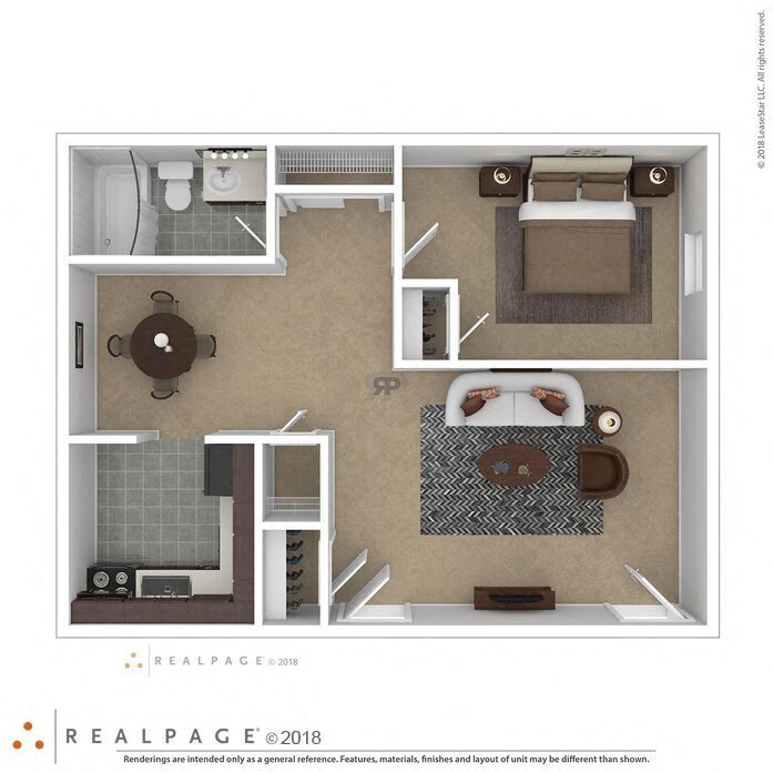 Floor plan for 1 bed, 1 bath, 900 sqft